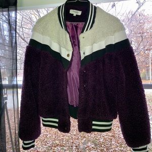Flawless Cute Fuzzy Lined Varsity Style Charlotte Russe Button Bomber Jacket 🦄